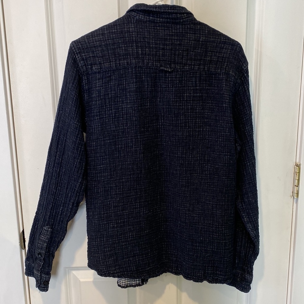 Gray By Saks Fifth Ave Linen Button Down Shirt Navy EUC - Picture 8 of 14